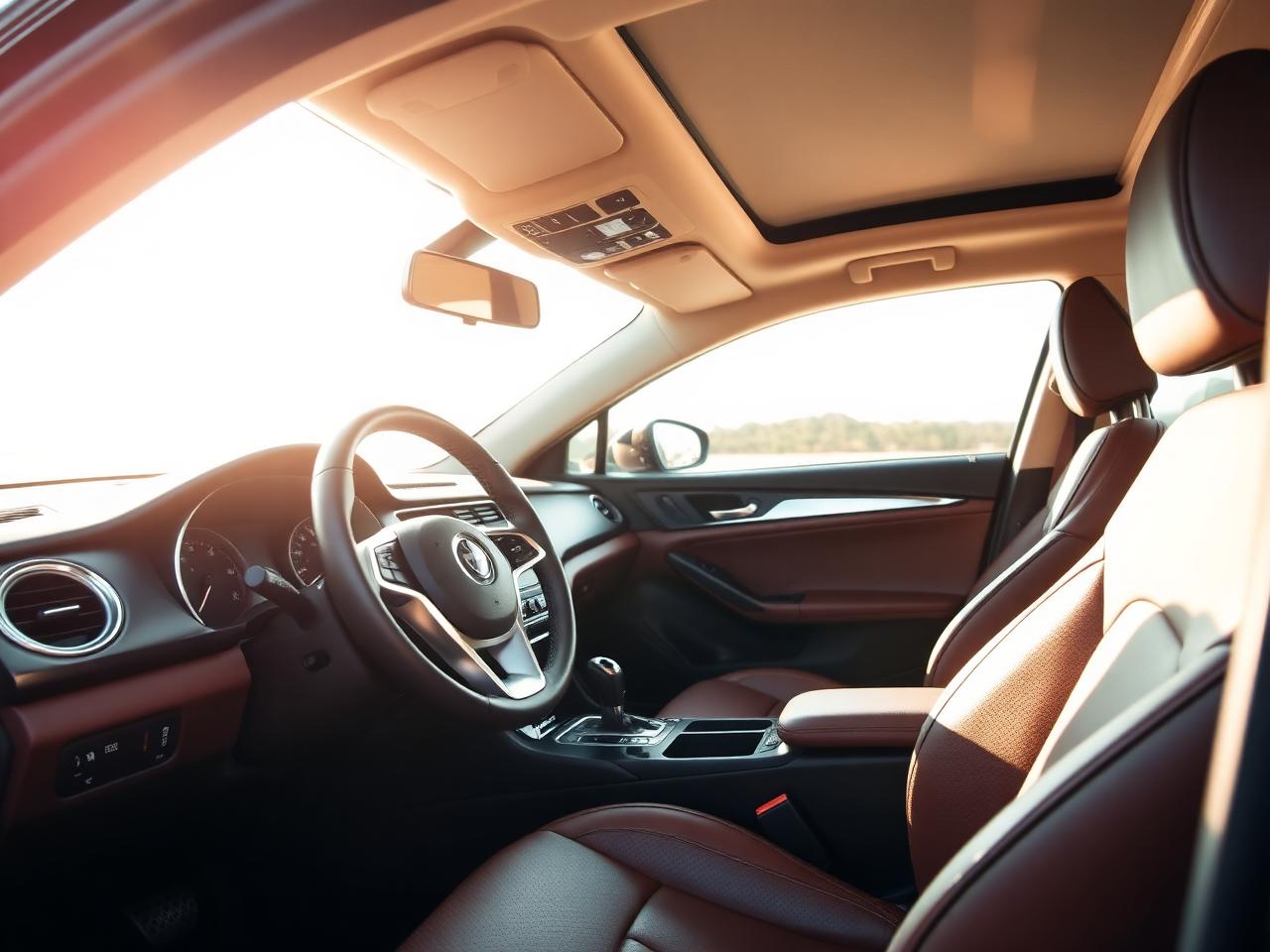 Pristine clean car interior with leather seats